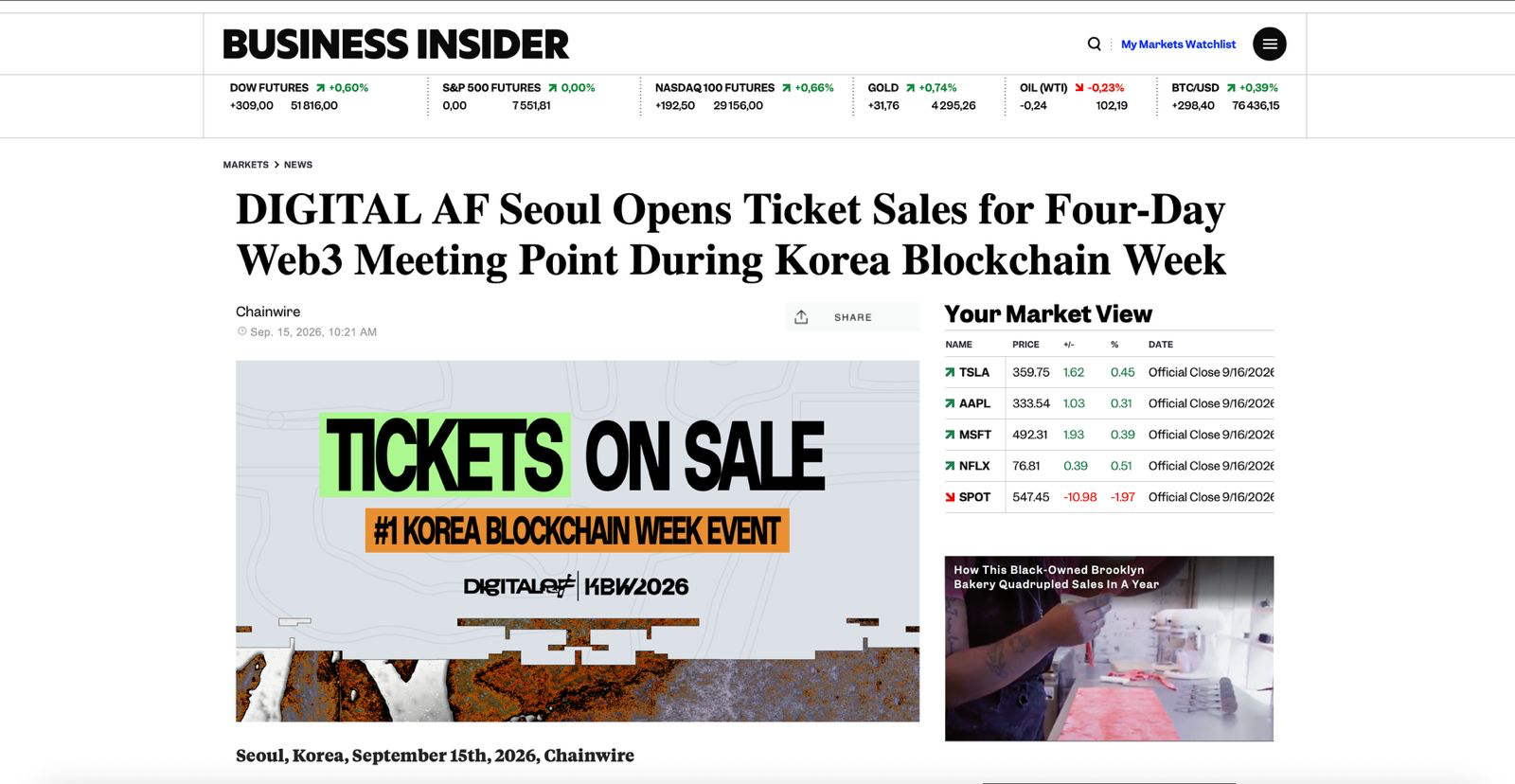 DIGITAL AF Seoul article on Business Insider