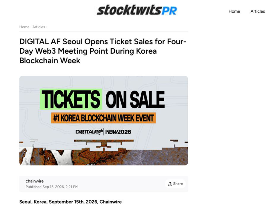 DIGITAL AF Seoul article on Stocktwits